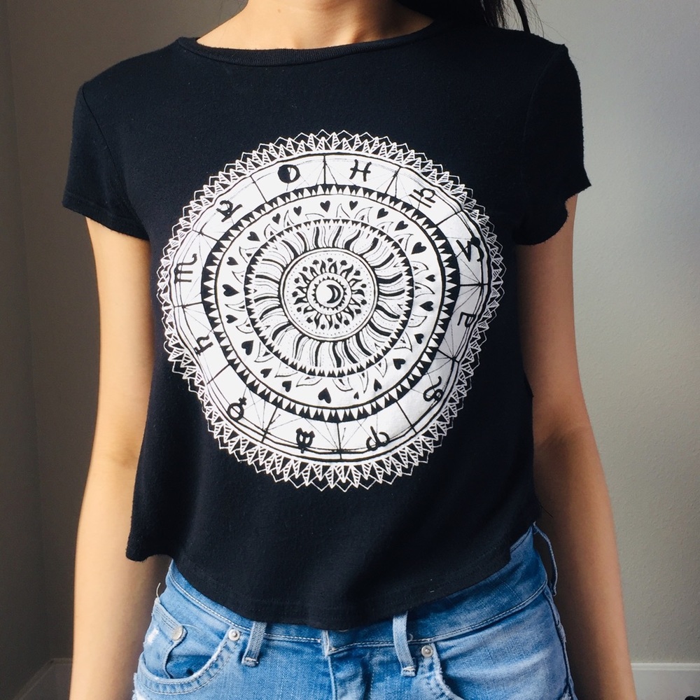 BOGO Free ❣️ Zodiac Mandala Black Graphic Tee